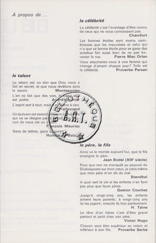 Les programmes de Théatre de l\